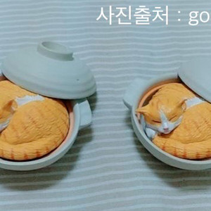 그릇에서 잠든 고양이 피규어