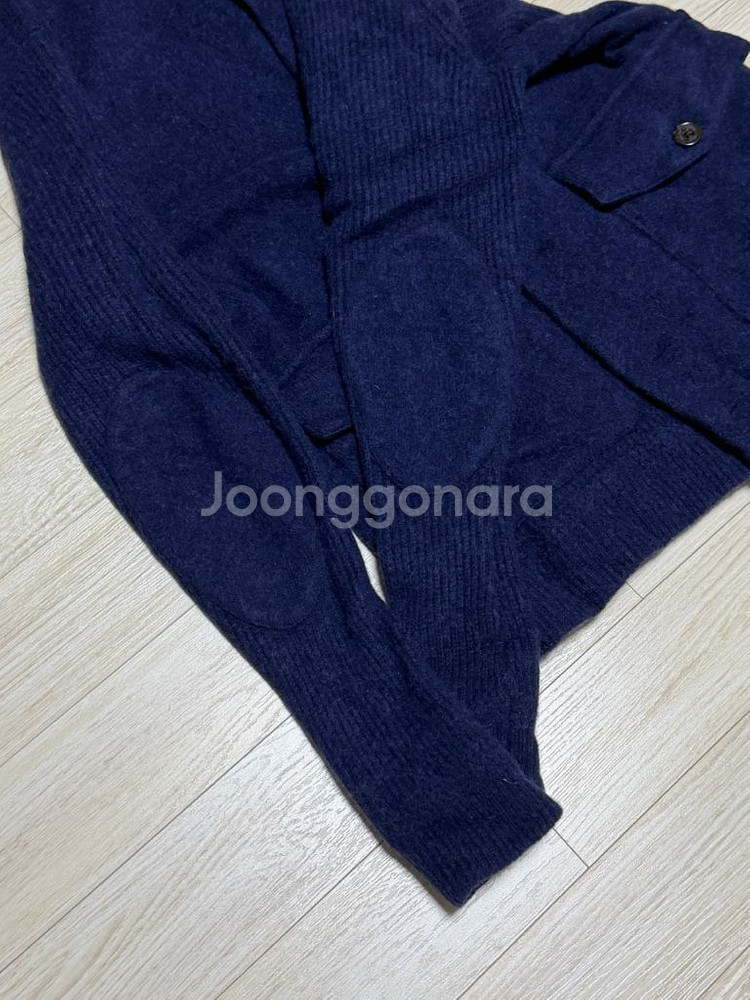 폴로 울 캐시미어 블렌드 네이비 엘보우 패치 가디건 9--6