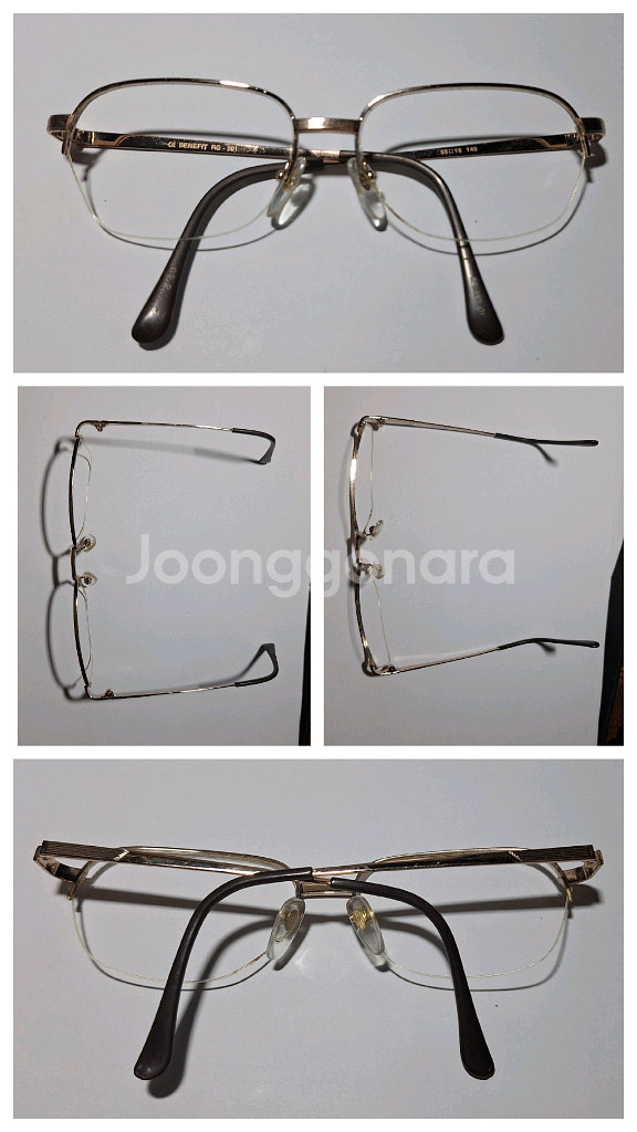베네피트 RG-001 클래식 골드 반무테 안경 빈티지--5