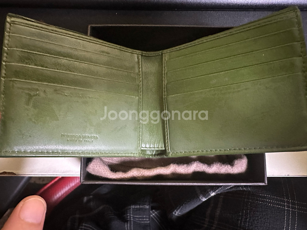 보테가베네타 / 인트레치아토 반지갑 다크그린--2