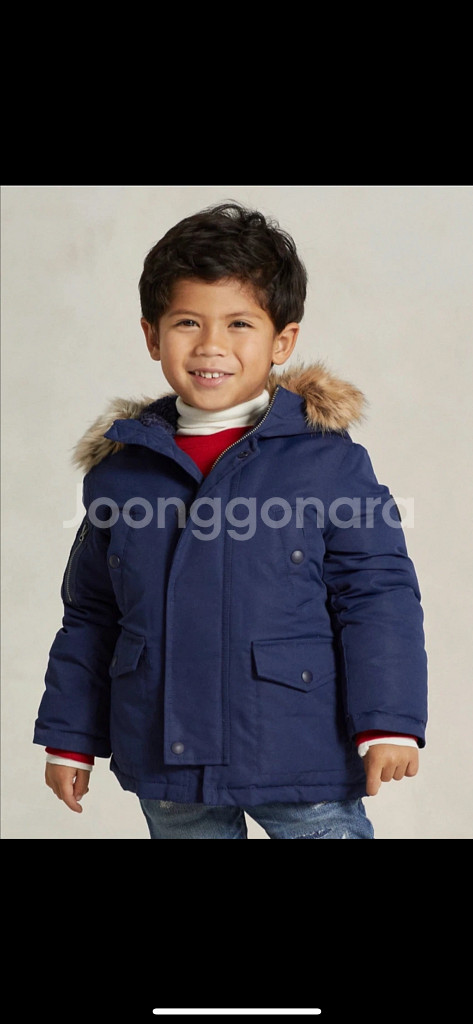 (정품) 폴로 랄프로렌 남아 방수 다운 파카 3T 블루--1