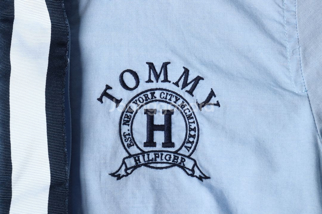 W(XS) 타미힐피거 셔츠 남방 연블루 자수 올드스쿨--4