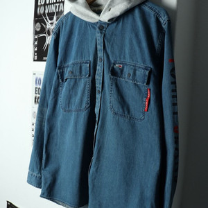 (L) 타미힐피거 셔츠 남방 데님 청 후드