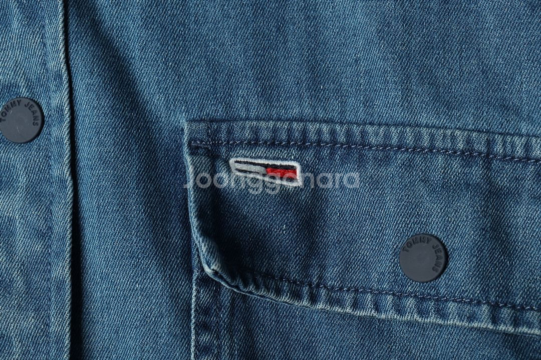 (L) 타미힐피거 셔츠 남방 데님 청 후드--4