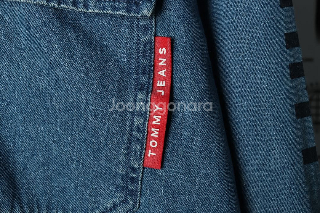 (L) 타미힐피거 셔츠 남방 데님 청 후드--5