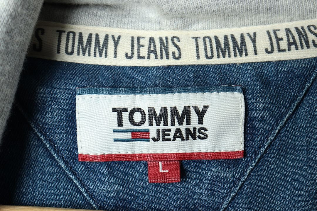 (L) 타미힐피거 셔츠 남방 데님 청 후드--7