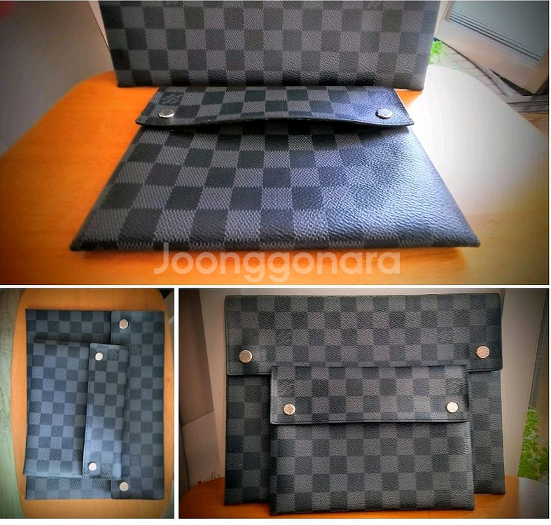 다미에 그라파이트 알파 파우치 클러치 2종세트 정품--3