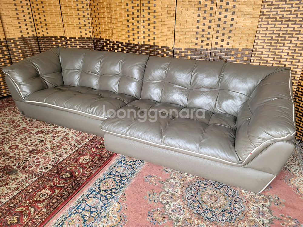 *FENDA*펜다*쎄미카우치* 통가죽 소파*S급--1