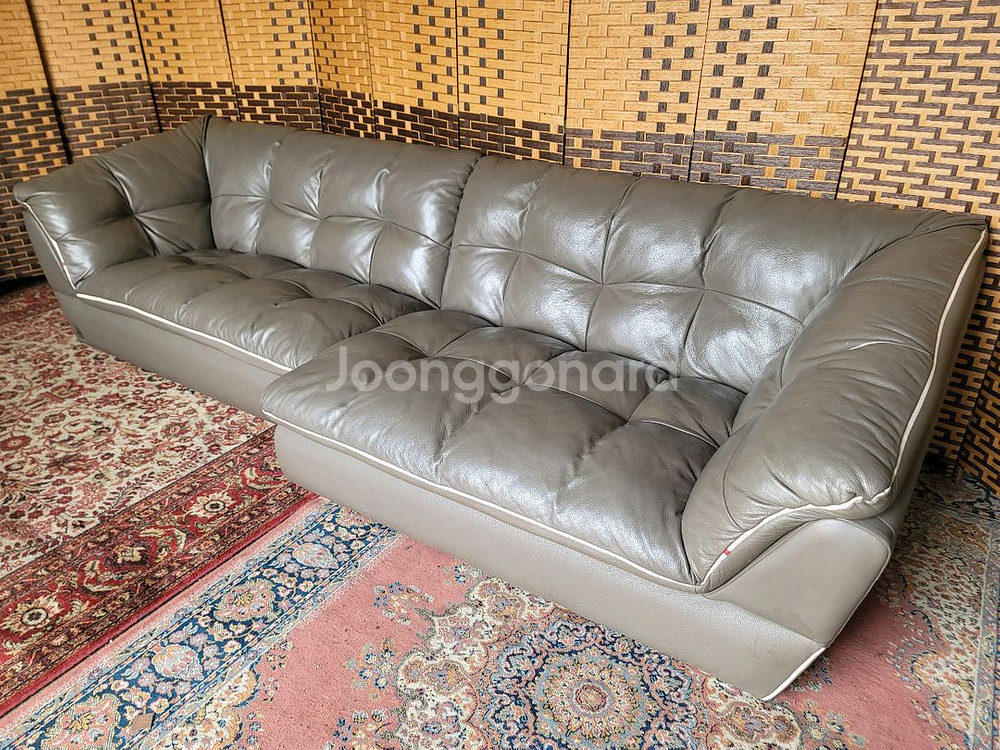 *FENDA*펜다*쎄미카우치* 통가죽 소파*S급--0