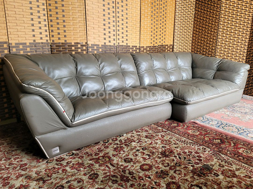 *FENDA*펜다*쎄미카우치* 통가죽 소파*S급--2