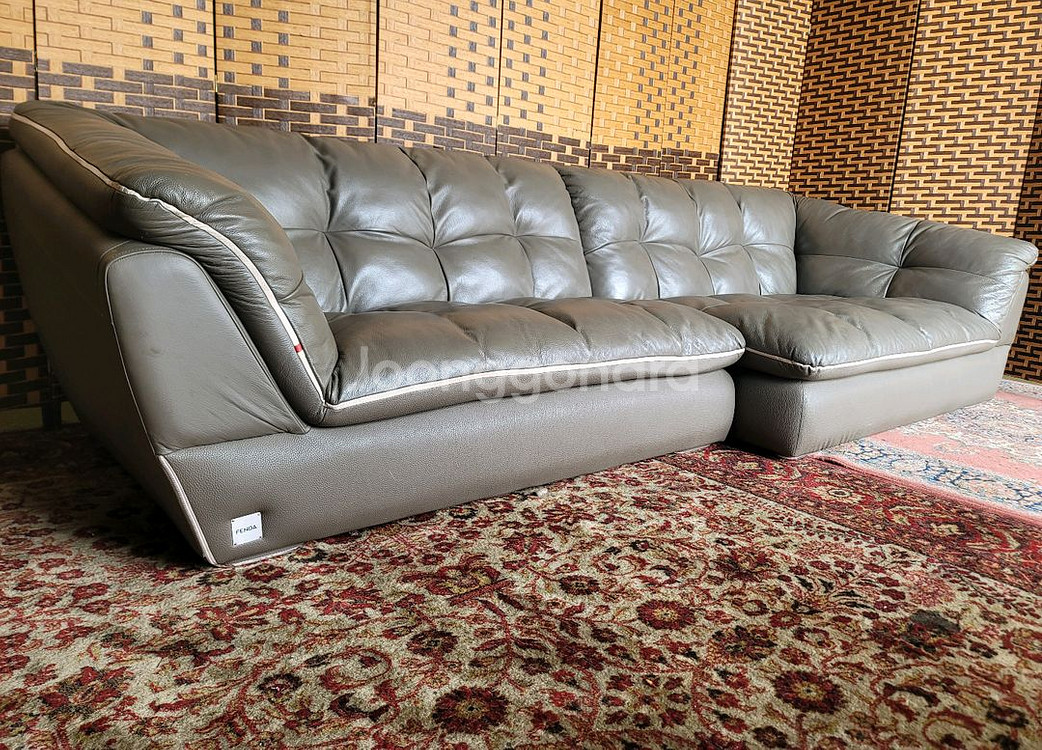 *FENDA*펜다*쎄미카우치* 통가죽 소파*S급--4