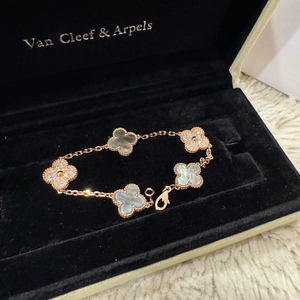 빈티지 알함브라 5모티브 팔찌 마오펄+랩다이아 18K로