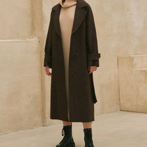 하시에 헤링본 브라운 롱코트