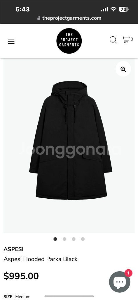 아스페시 aspesi 후디드 다운 파카 팝니다--8