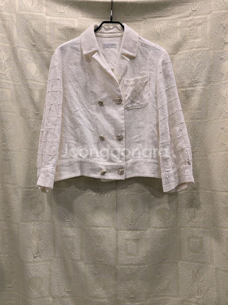 타임 화이트 트위드 더블 버튼 자켓 66정도--0