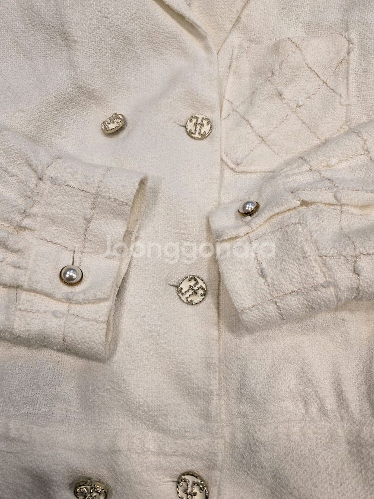 타임 화이트 트위드 더블 버튼 자켓 66정도--5