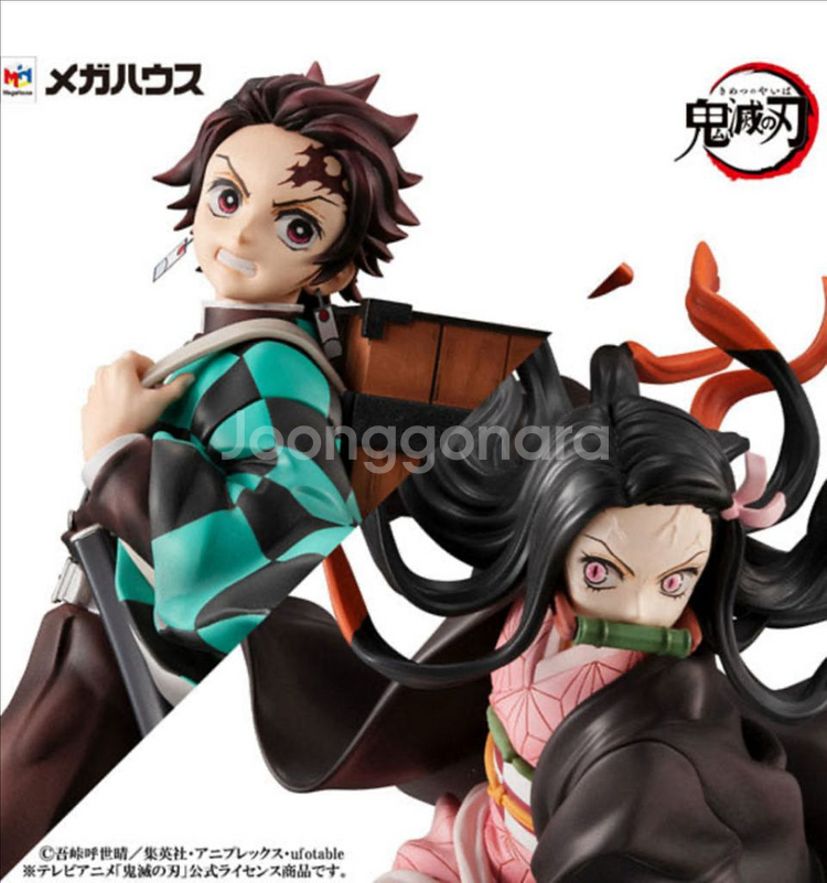 GEM귀멸의칼날 탄지로X네즈코 레진 귀칼피규어 급처(네--1