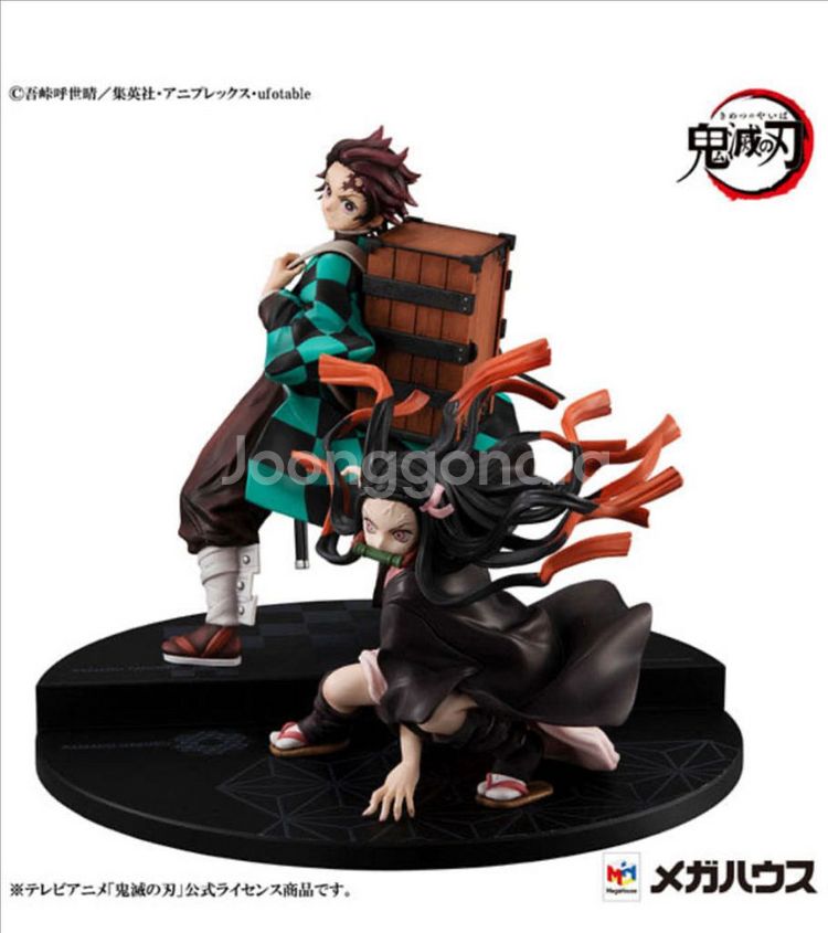 GEM귀멸의칼날 탄지로X네즈코 레진 귀칼피규어 급처(네--2