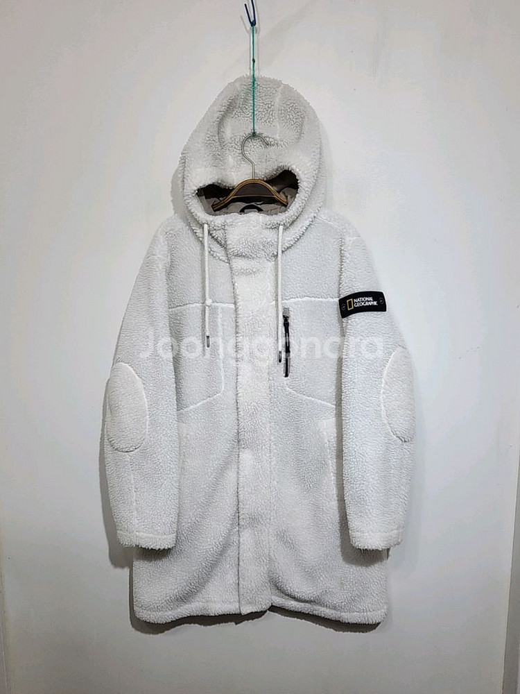 내셔널지오그래픽 플리스 롱점퍼 화이트 뽀글이 후리스자켓--0