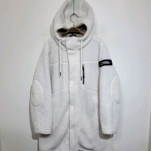 내셔널지오그래픽 플리스 롱점퍼 화이트 뽀글이 후리스자켓