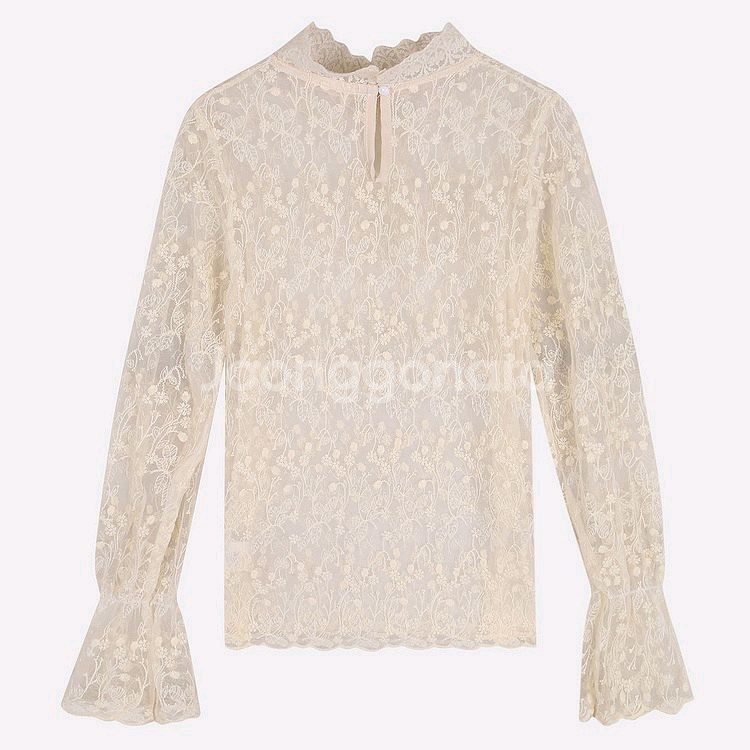 프릴 레이스 블라우스 베이지 아이보리 레이어드 반목--1