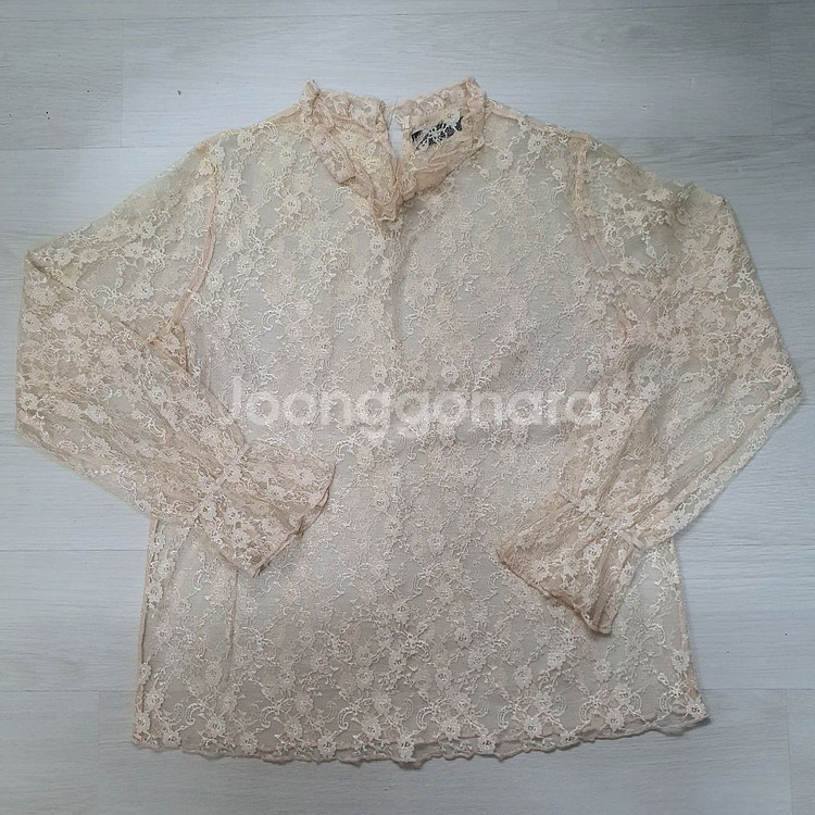 프릴 레이스 블라우스 베이지 아이보리 레이어드 반목--2