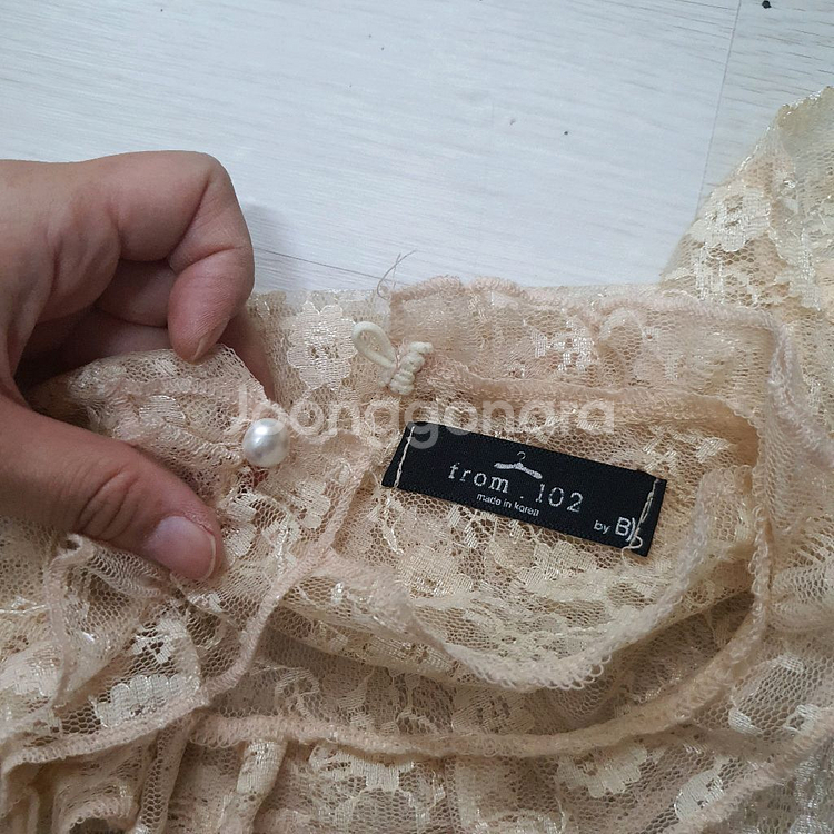 프릴 레이스 블라우스 베이지 아이보리 레이어드 반목--3