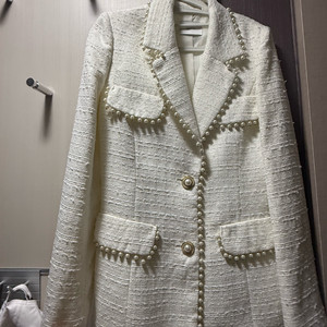SATIN 샤틴 트위드 자켓 (화이트, 진주)