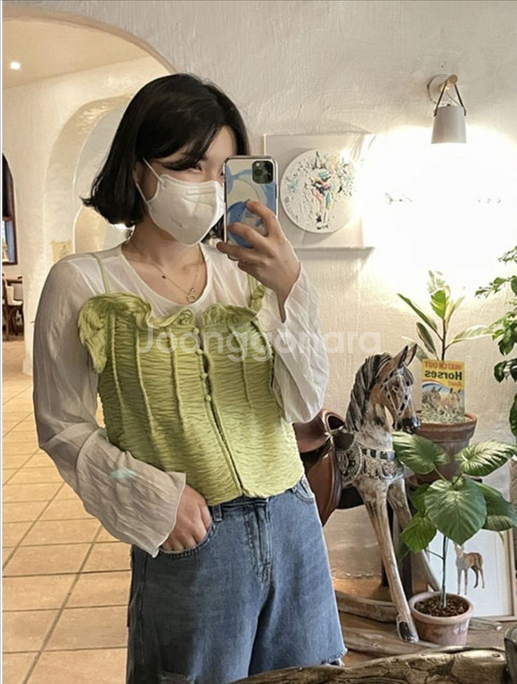 프릴 뷔스티에 셔링 크롭탑--0