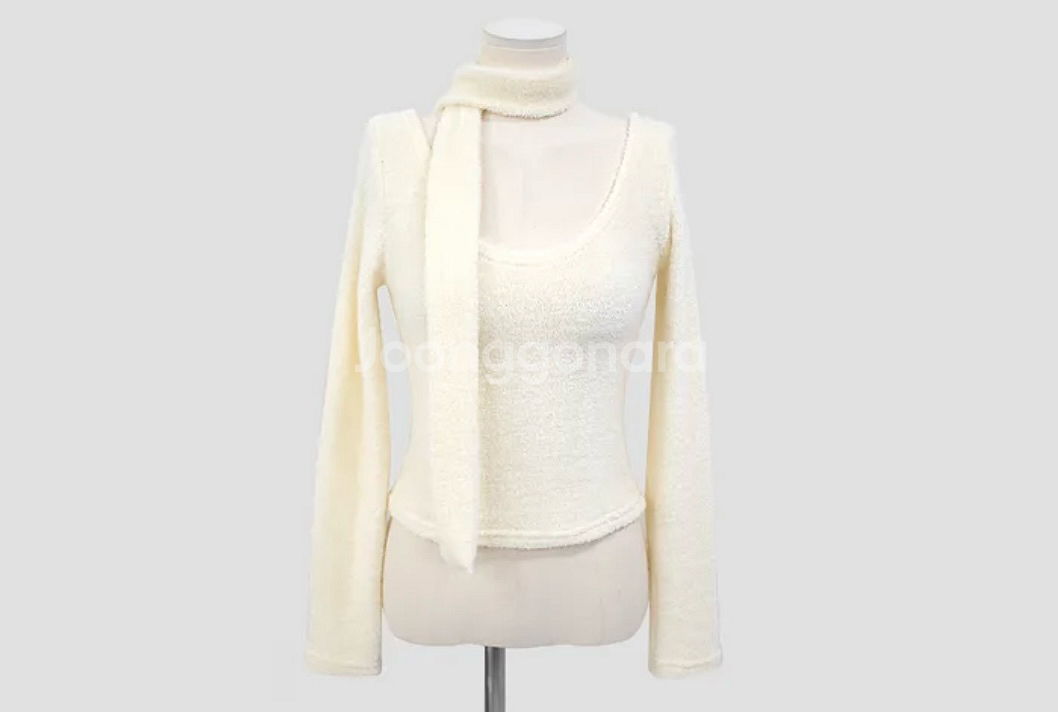 라운드 타올 니트티 머플러 세트--8