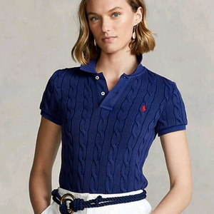 폴로 랄프로렌 여성 케이블 반팔 니트 S