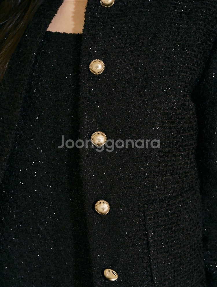 블랑쇼 블랙 트위드 자켓 L (black bird tw--4