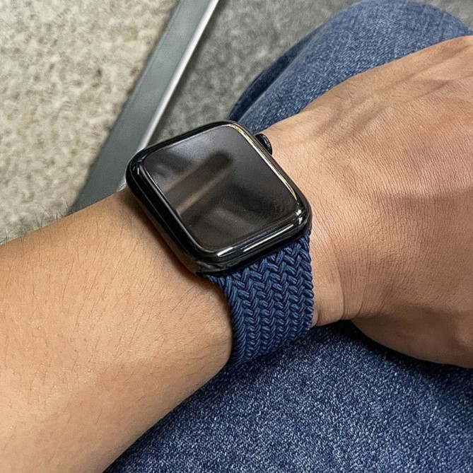 애플워치 어비스 블루 브레이디드 솔로 루프 45mm 이미지