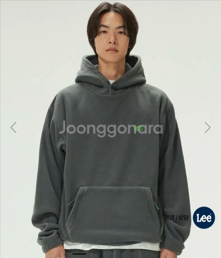[새상품] LEE (리) 플리스 후드 티셔츠 차콜 M--0