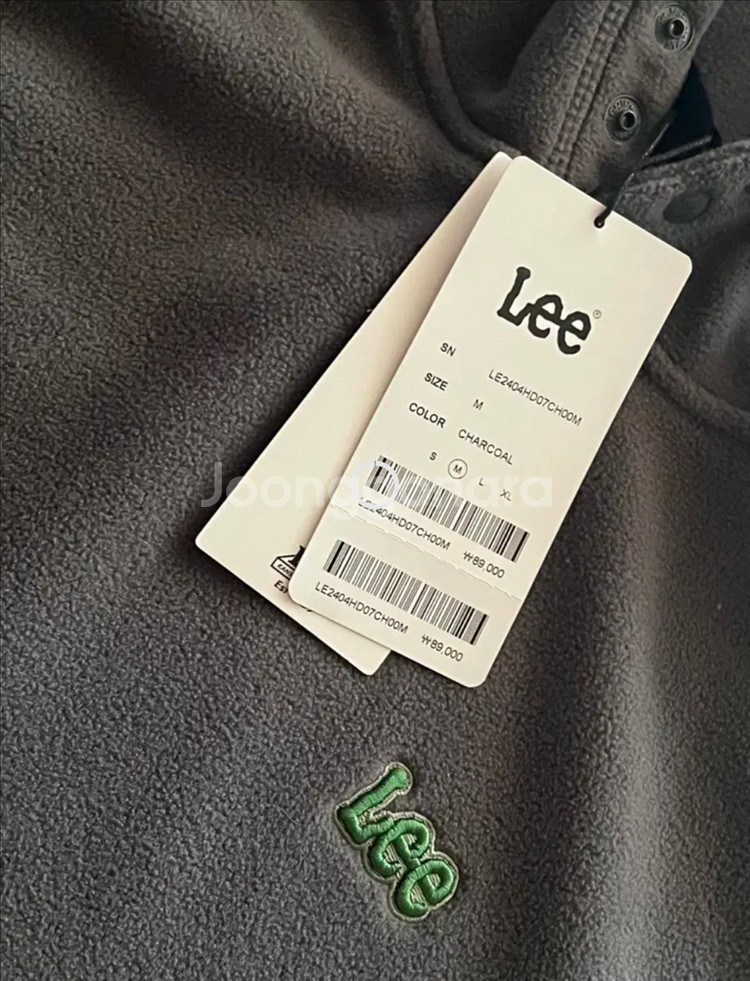 [새상품] LEE (리) 플리스 후드 티셔츠 차콜 M--2