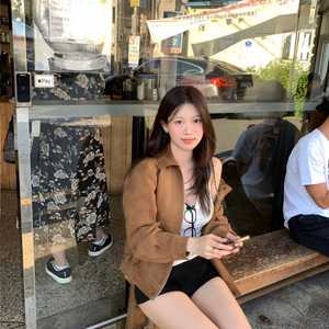 미시착 새상품) 온트 모카 스웨이드 자켓