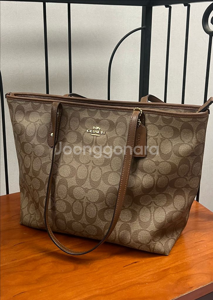 coach 코치 시그니처 브라운 토트백 쇼퍼백 숄더백--5