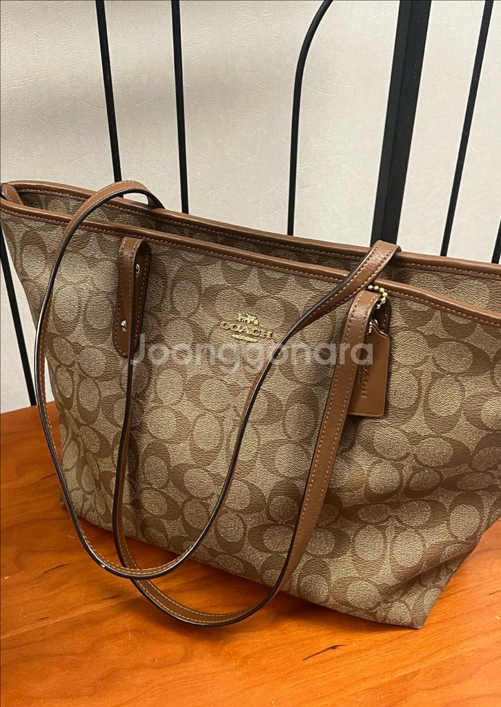 coach 코치 시그니처 브라운 토트백 쇼퍼백 숄더백--6