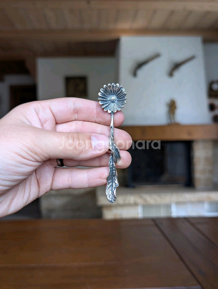 이태리 빈티지 데이지 플라워 실버 스푼--0