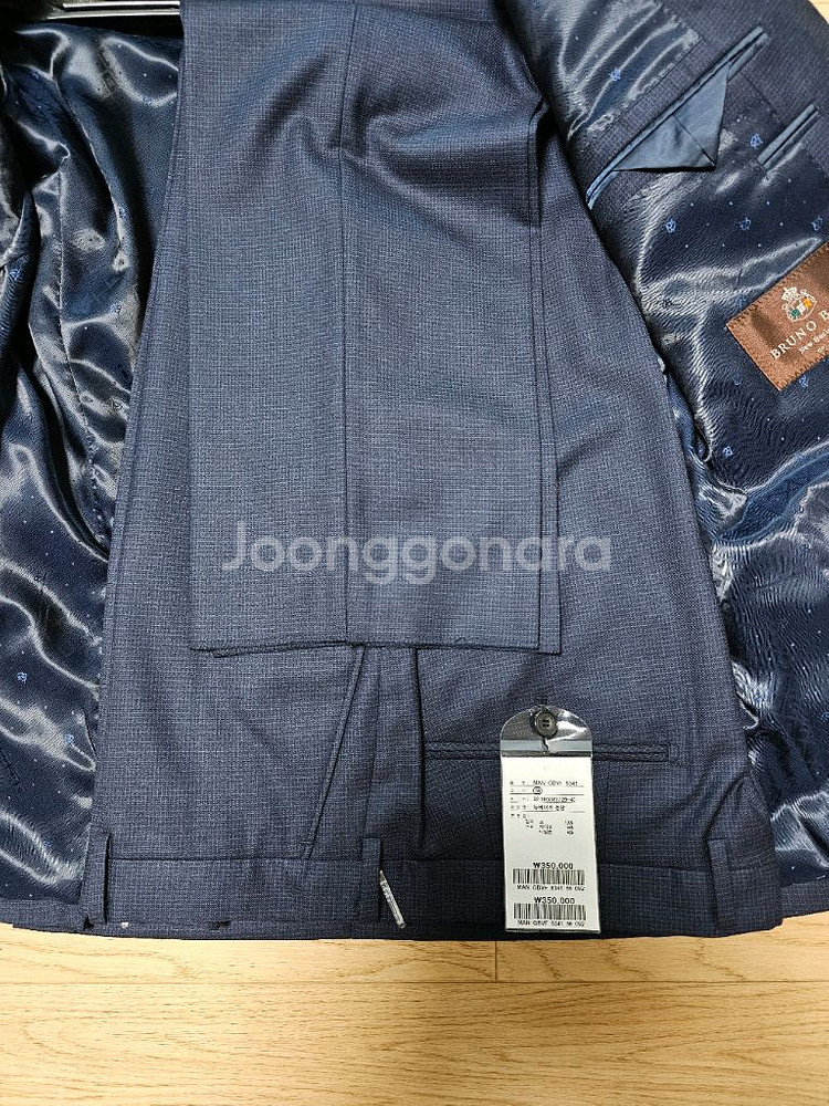 남성 정장 세트 순모 105 체크네이비 새상품--3