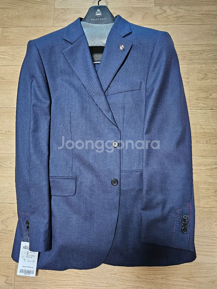 남성 정장 세트 순모 105 체크네이비 새상품--4