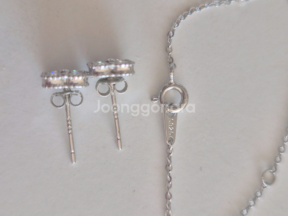 모이사나이트 실버 목걸이 귀걸이세트--2