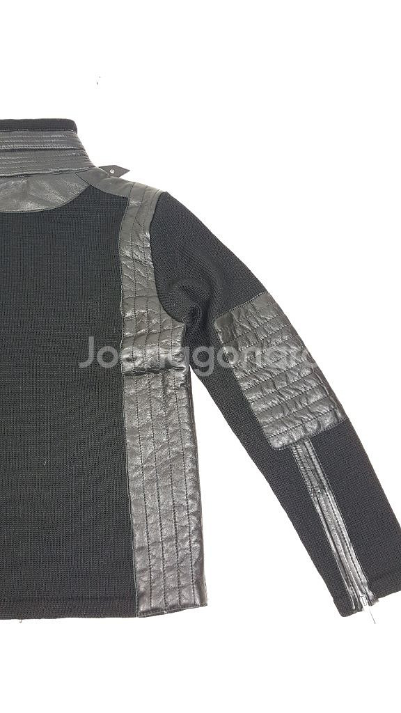 지아니베르사체 검정색 가죽/니트 남성 점퍼--5