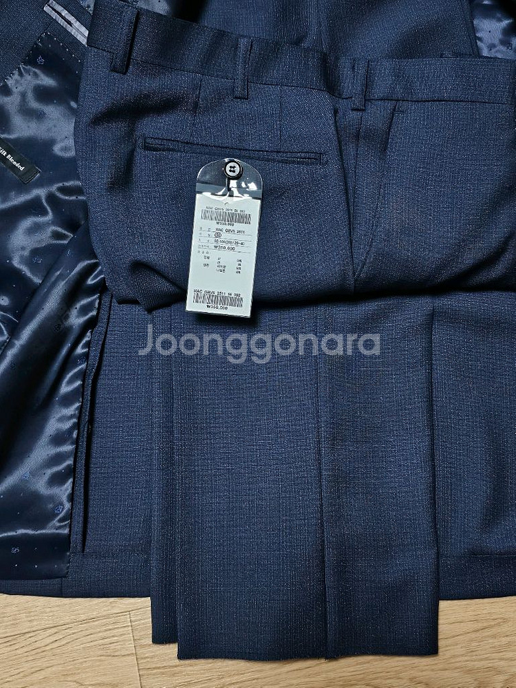 남성 정장 세트 실크혼방 105 체크네이비 새상품--3