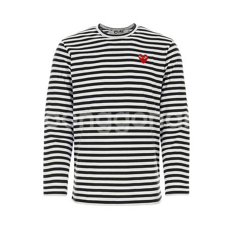 XXL 꼼데가르송 24 레드 하트 스트라이프 긴팔티--0