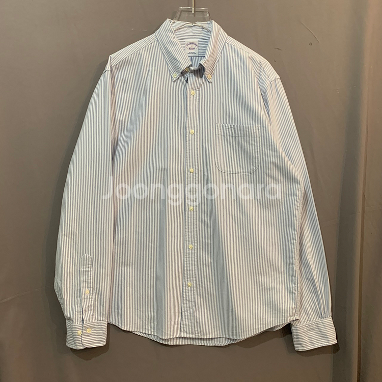M 브룩스브라더스 블루 핀스트라이프 옥스포드 셔츠--0