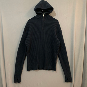 L 문선 유니섹스 바라클라바 반집업 골지 니트 후드티