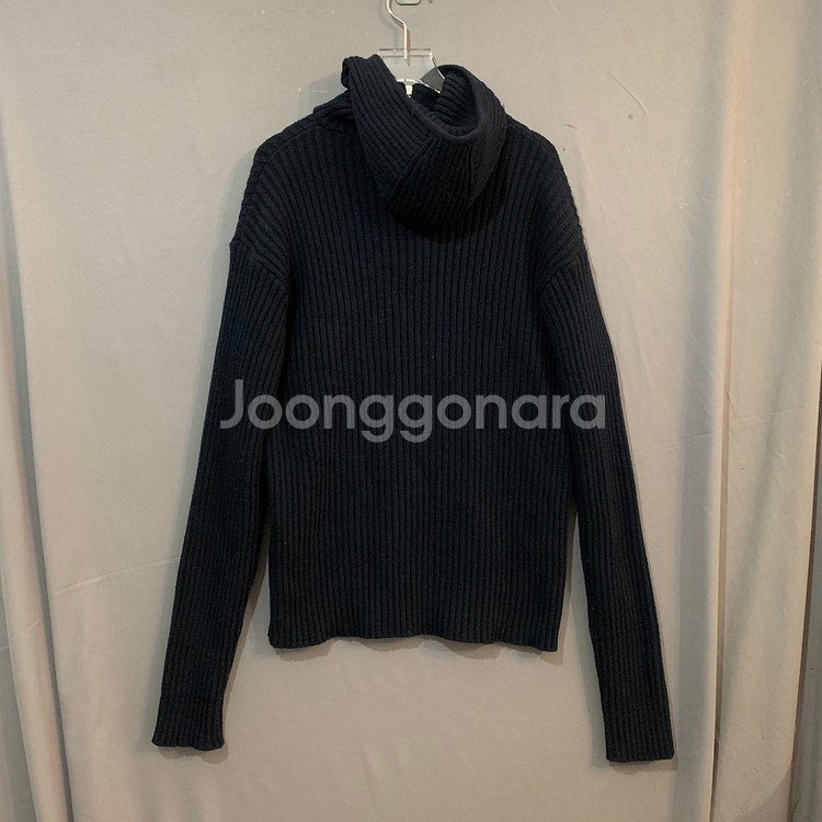 L 문선 유니섹스 바라클라바 반집업 골지 니트 후드티--1