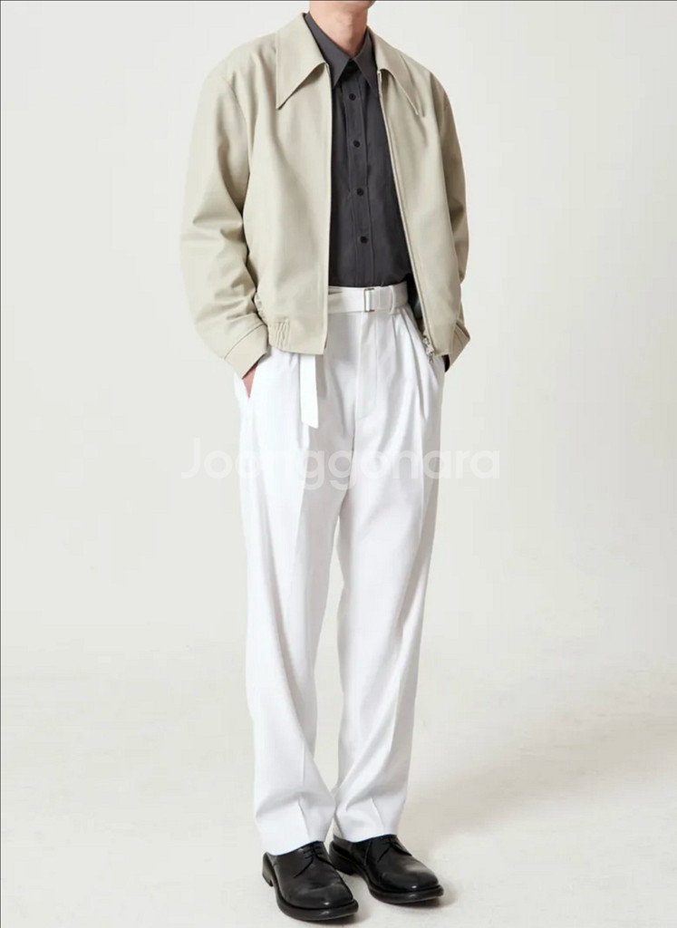 [새상품] 오엑스스튜디오 빅카라 울 블루종 46--2