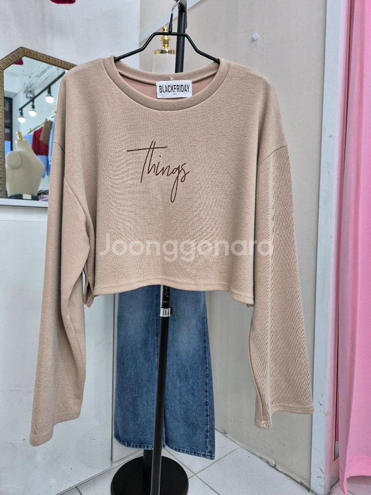 여성 크롭 맨투맨 긴팔티ㅡ무배--2